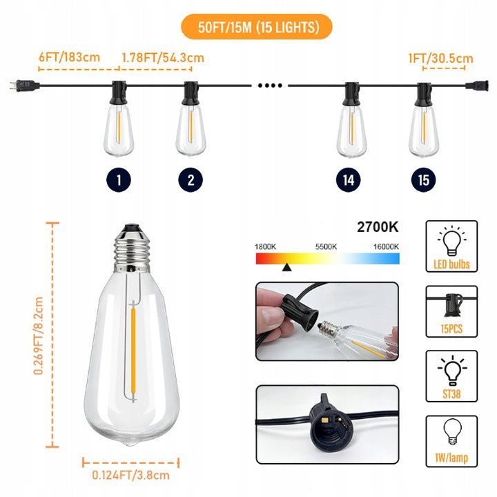 NETWORK GARDEN GARLAND 25 LED 15m OUTDOOR NETWORK LIGHTS FOR GARDEN Packaging status original