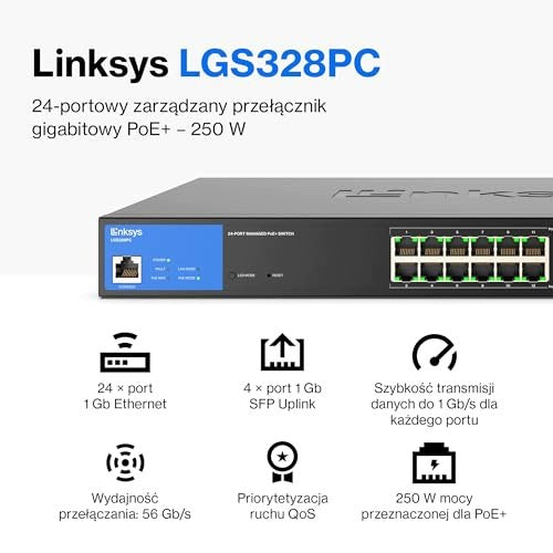 NETWORK SWITCH 24 PORTS GIGABIT MANAGED POE FOR HOME GIFT Number of ports 1