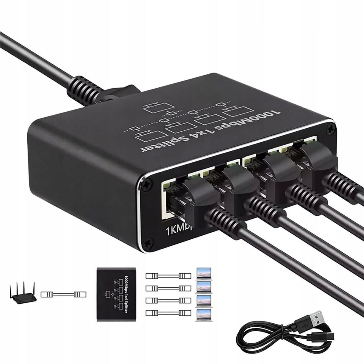 NETWORK SWITCH 4 PORTS GIGABIT ETHERNET 1000 MBPS