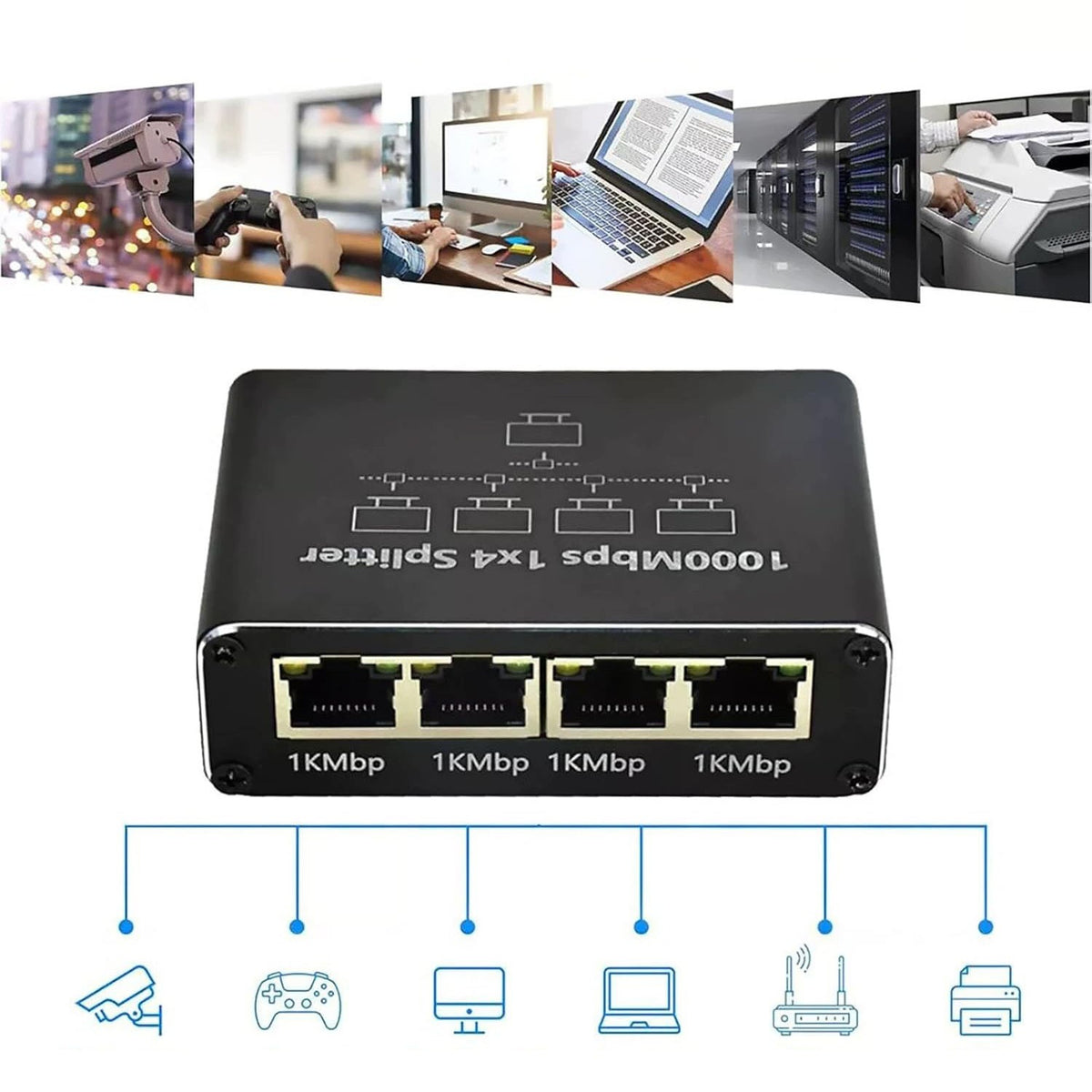 NETWORK SWITCH GIGABIT RJ45 1 FOR 4 PORTS LAN USB-C 1000MBPS Manufacturer no brand