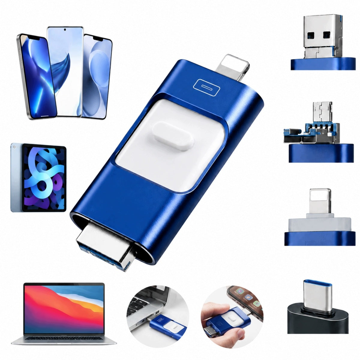 NEW 128GB 4-in-1 USB Drive for iPhone, Android, USB-C, PC, Mac - Lightning Connector