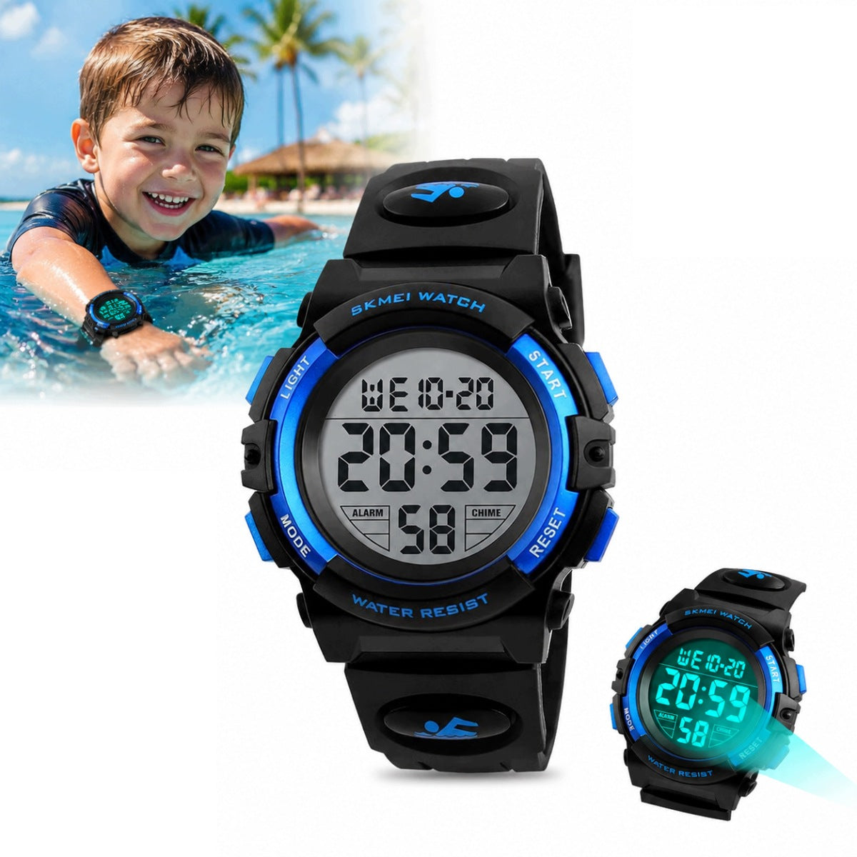 NEW 2026 CHILDREN'S WATCH WATERPROOF, GLOWING, BOYS, BLUE