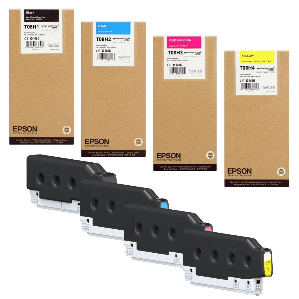 NEW 4-pack T08H C13T08H CMYK Ink Epson WorkForce Enterprise AM-C4000