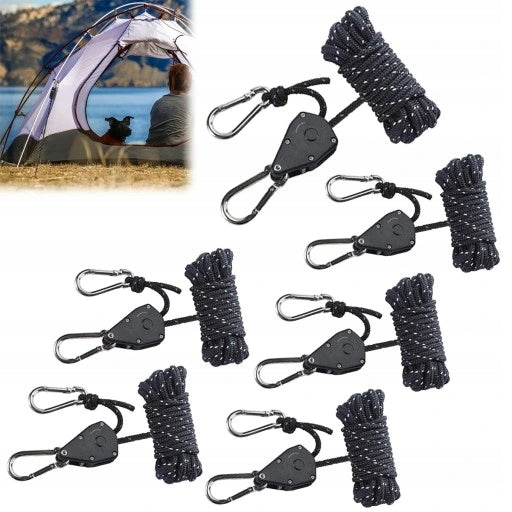 NEW 6pcs Reflective Pull Ropes Rope With 4M Tensioner