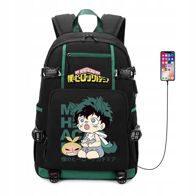 NEW BACKPACK A4 My Hero Academia WATERPROOF USB PATTERNS