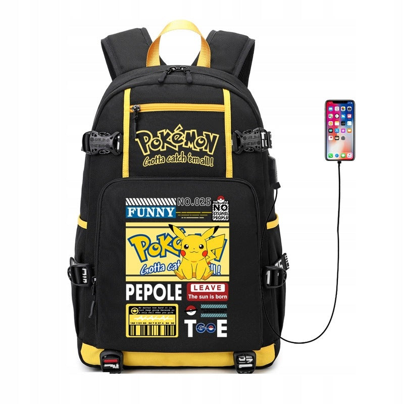 NEW BACKPACK A4 Pikachu WATERPROOF USB PATTERNS Manufacturer code drey6tryhdfrg