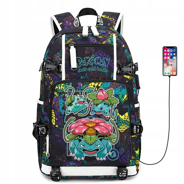 NEW BACKPACK A4 Pikachu WATERPROOF USB PATTERNS