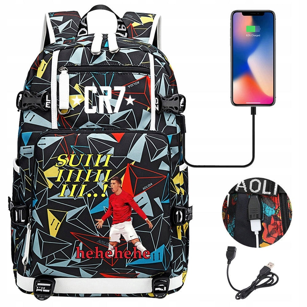 NEW BACKPACK A4 Ronaldo WATERPROOF USB PATTERNS Packaging status original