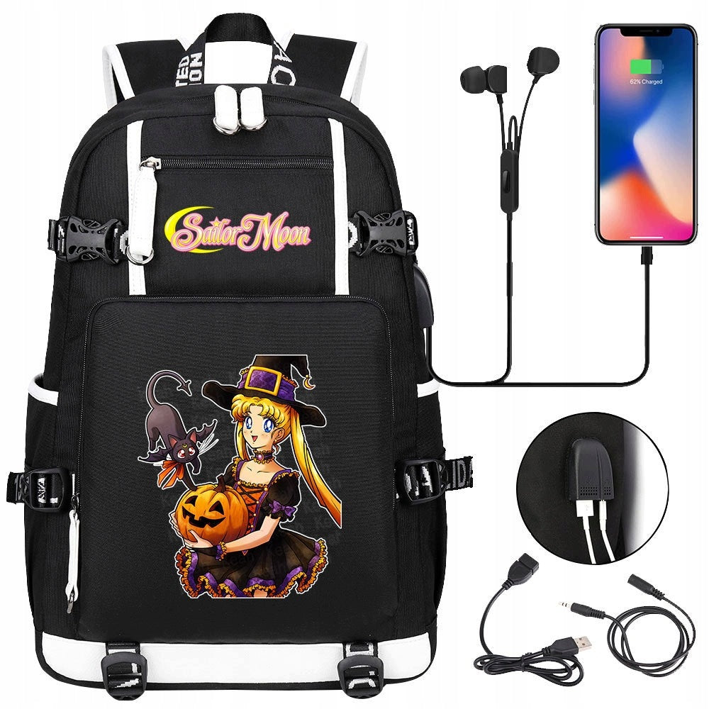 NEW BACKPACK A4 SAILOR MOON PARK WORLD WATERPROOF USB PATTERNS Manufacturer code SFHBXFC