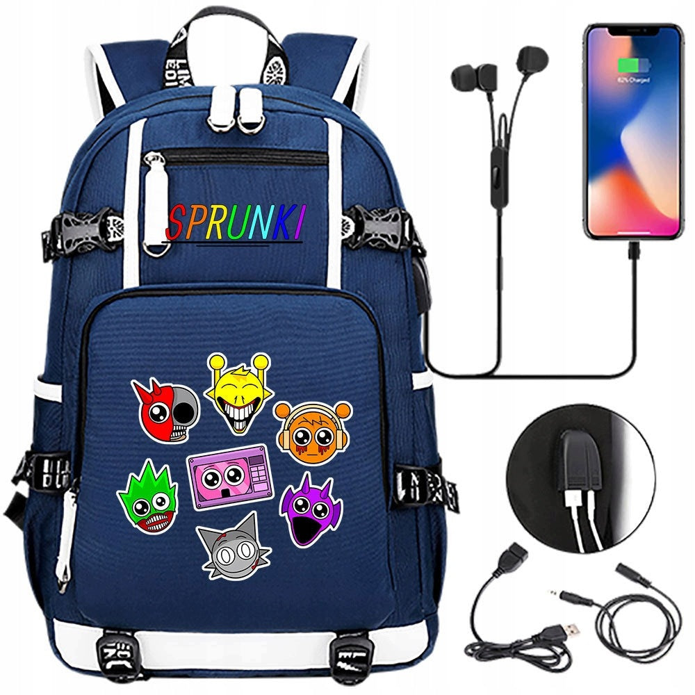 NEW BACKPACK A4 Sprunki Plush WATERPROOF USB PATTERNS high quality Manufacturer code SREGVSDF