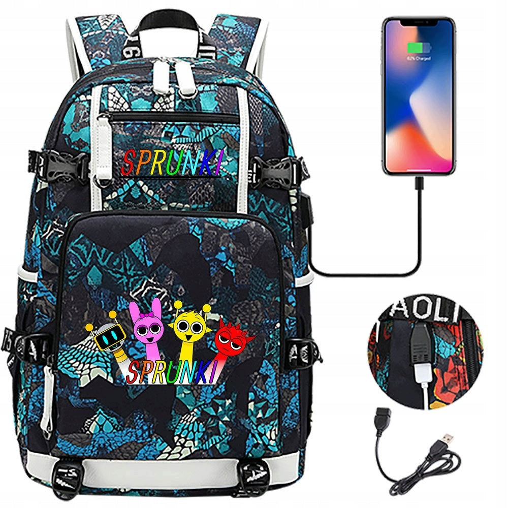 NEW BACKPACK A4 Sprunki Plush WATERPROOF USB PATTERNS high quality Packaging status original