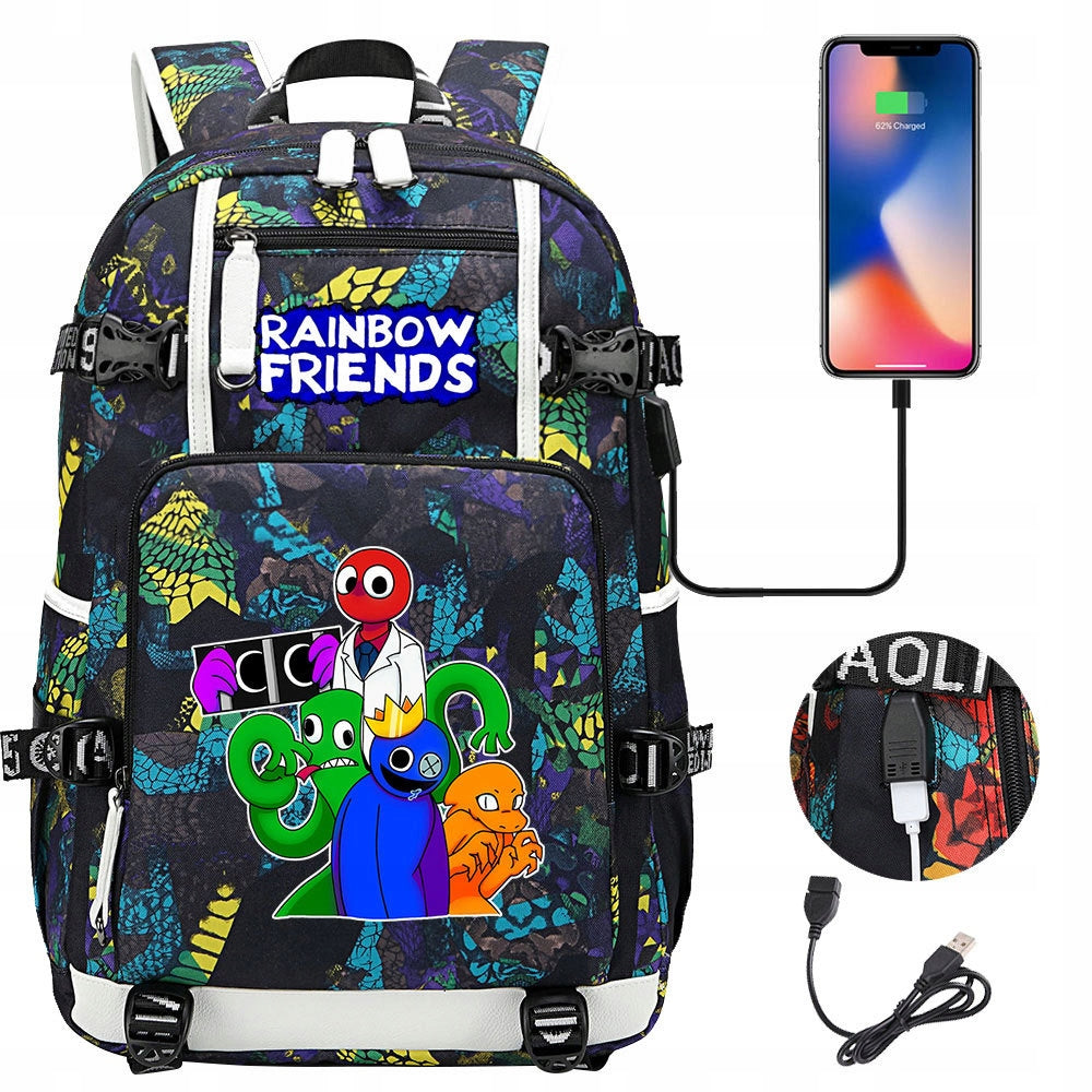 NEW BACKPACK A4 rainbow friends roblox WATERPROOF USB PATTERNS