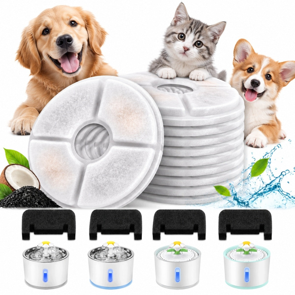 NEW CARBON FILTER FOR DOG CAT WATER FOUNTAIN DRINKER 8PCS