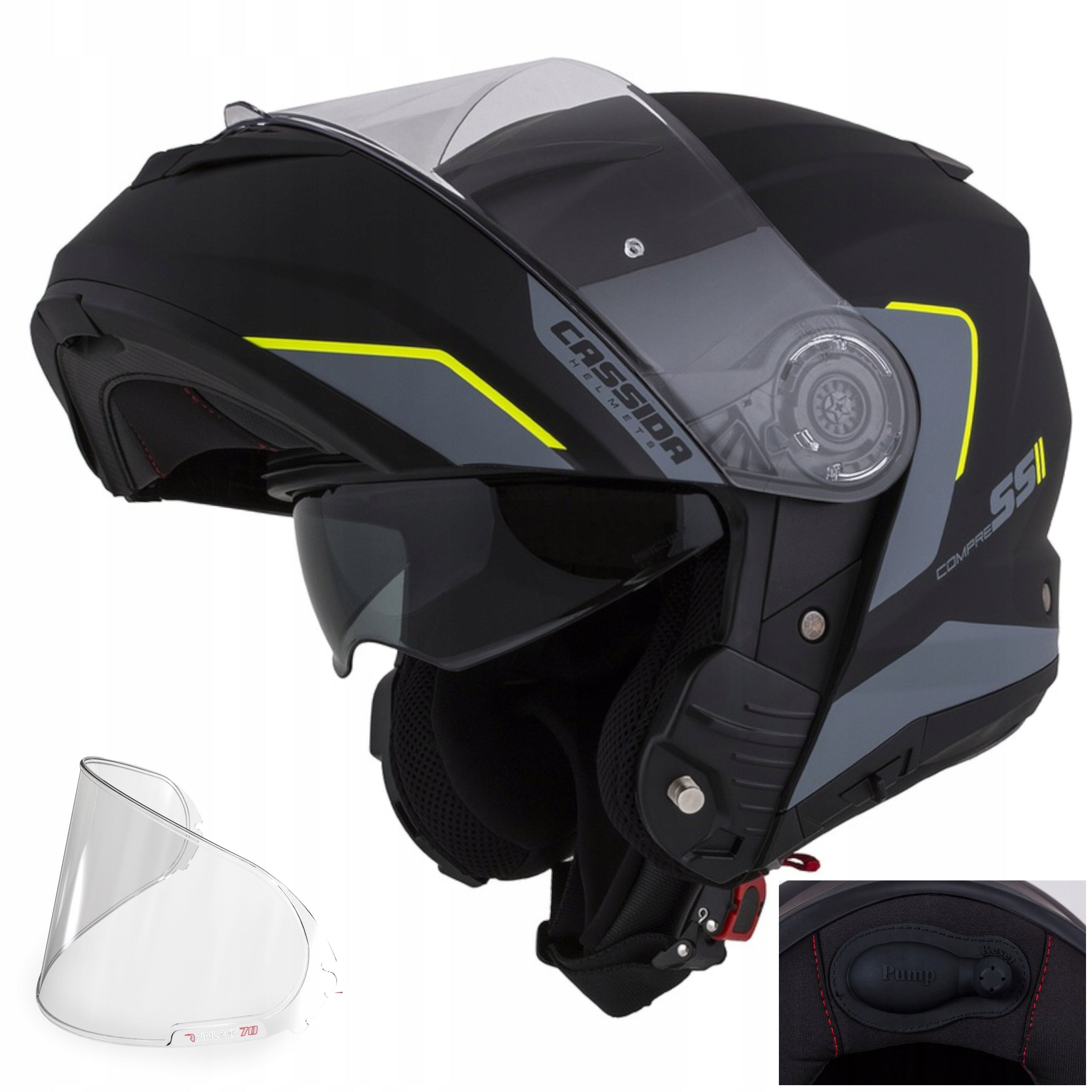 NEW CASSIDA +PINLOCK70 INFLATABLE FIT HELMET