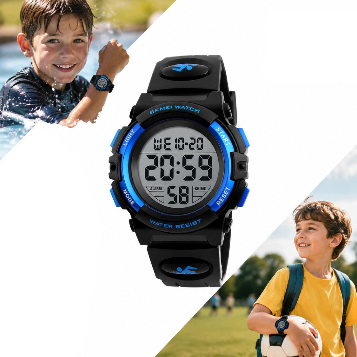 NEW CHILDREN'S WATCH WATERPROOF GLOWING BOYS BLUE LED