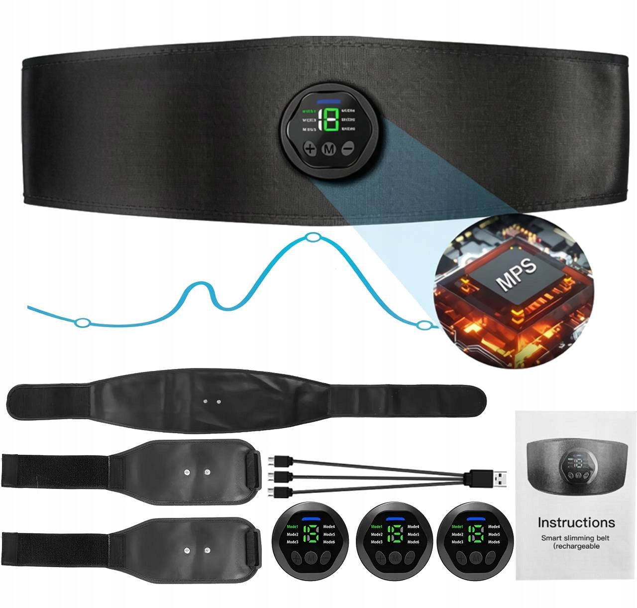 NEW EMS ABS ABDOMINAL MUSCLE ELECTROSTIMULATOR SLIMMING BELT - 6 Modes