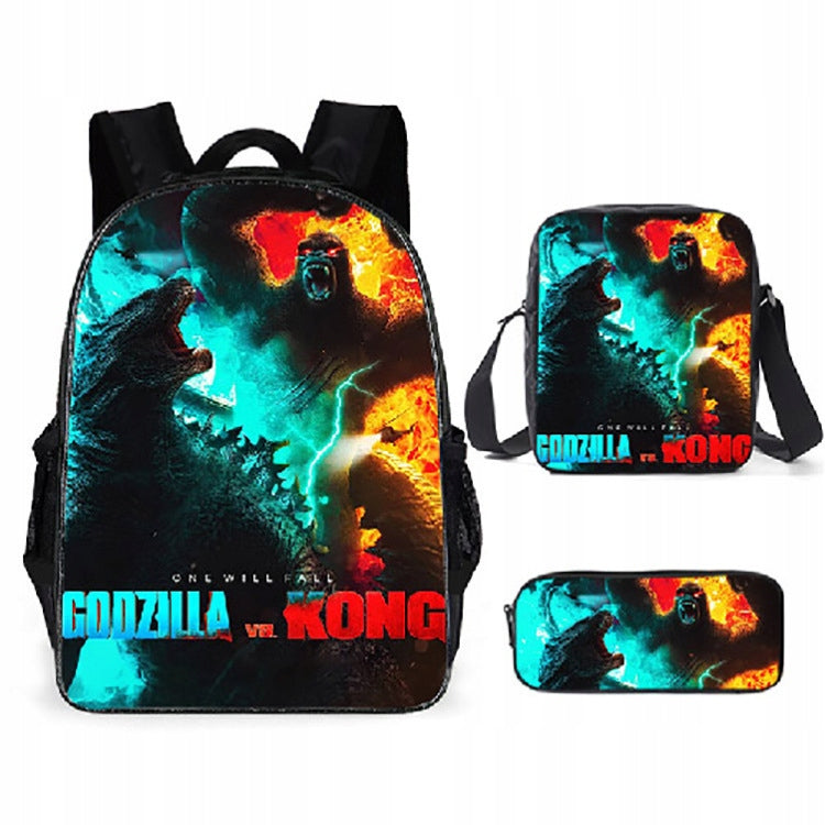 NEW Godzilla vs Kong SCHOOL SET BACKPACK A4 PENCIL CASE BAG Manufacturer code EBHRT