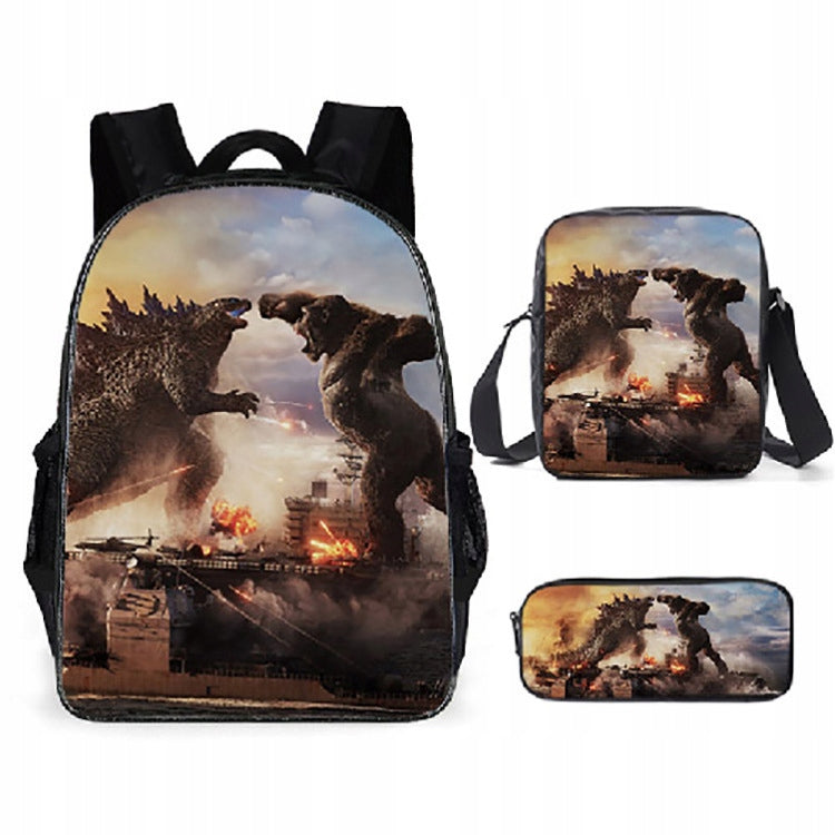 NEW Godzilla vs Kong SCHOOL SET BACKPACK A4 PENCIL CASE BAG