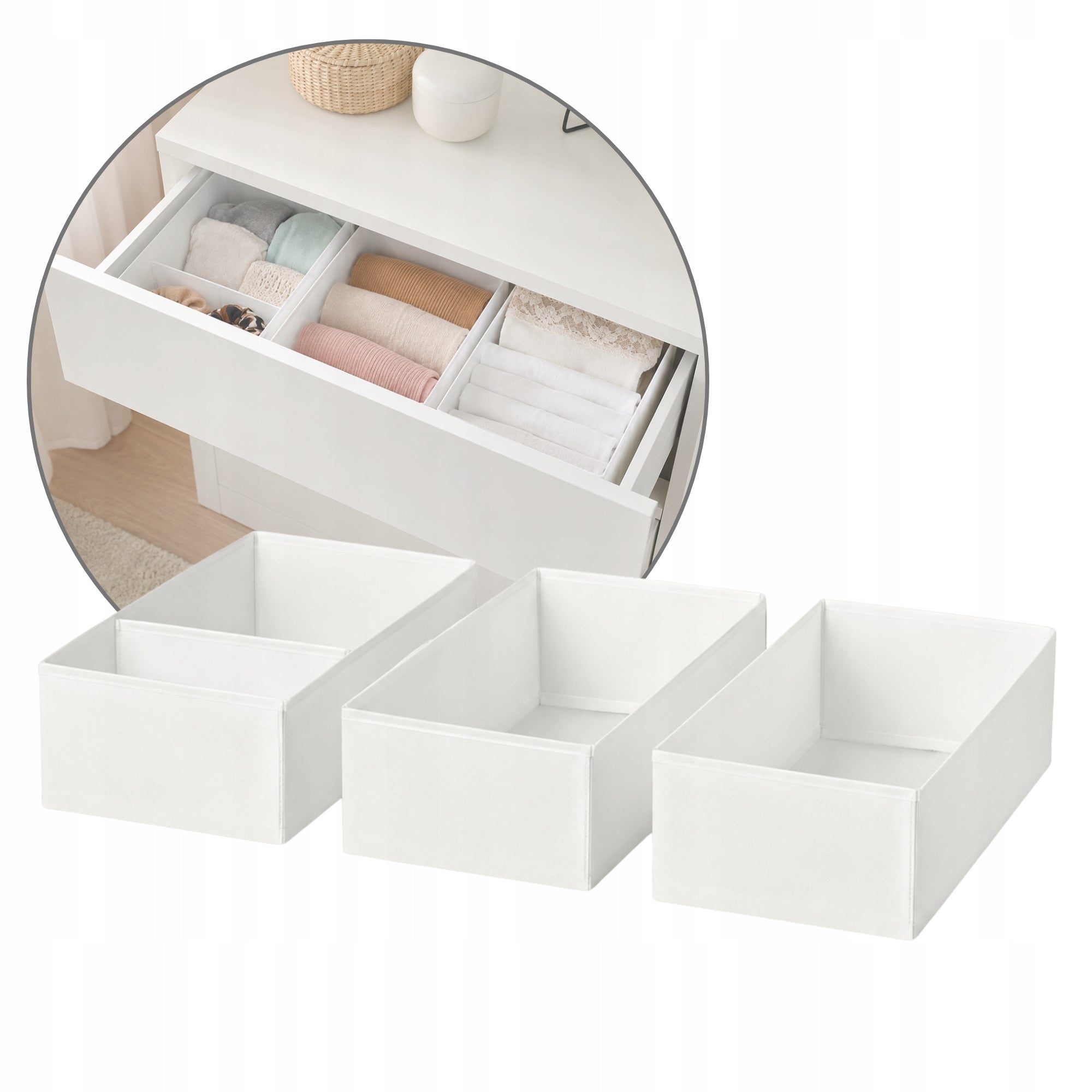NEW IKEA SKUBB 3 pcs box closet drawer organizer 20x38x12 white