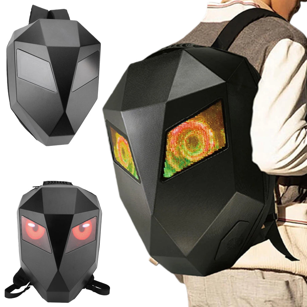 NEW Iron Man Motorcycle Backpack LED Screen Pixel Art Spacious Waterproof