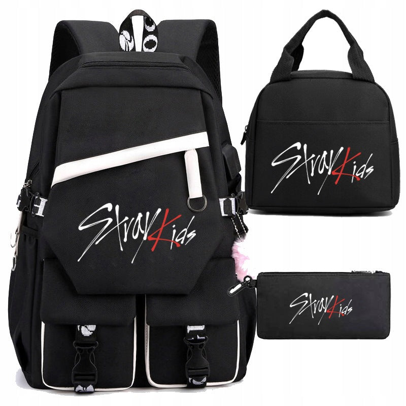 NEW KIDS SCHOOL BACKPACK Stray kids GAME SATCHEL Pencil Case 3IN1 Manufacturer code dhrty54y