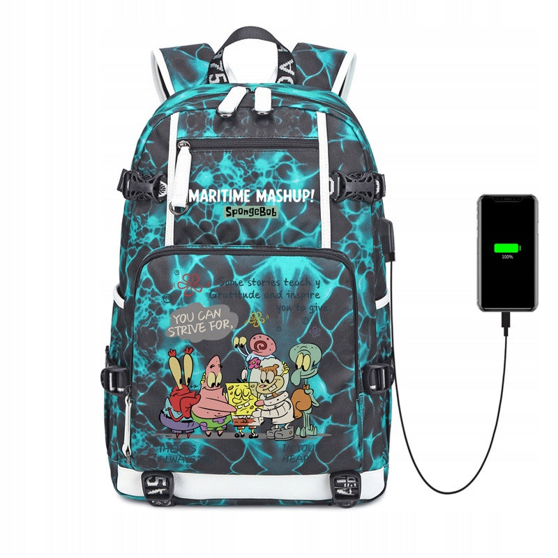 NEW LARGE BACKPACK SpongeBob SquarePants WORLD WATERPROOF DESIGNS Packaging status original