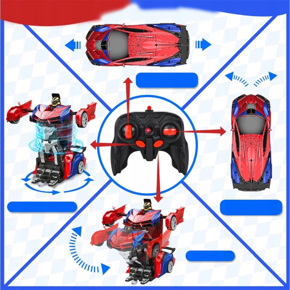 NEW LARGE CAR ROBOT SPIDER REMOTE CONTROLLED 2IN1 LIGHTS SOUNDS Packaging status original