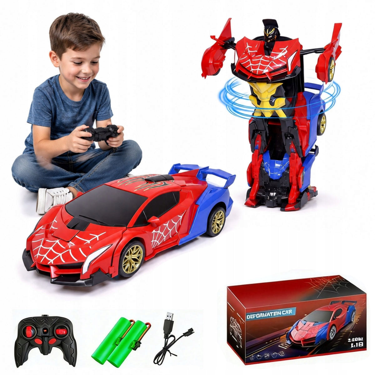 NEW LARGE CAR ROBOT SPIDER REMOTE CONTROLLED 2IN1