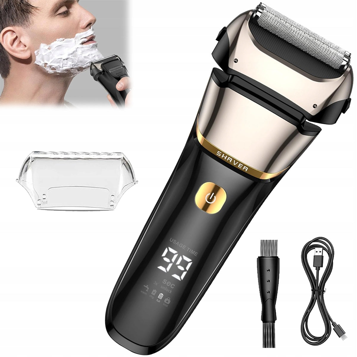 NEW MEN'S SHAVER WATERPROOF WIRELESS WITH DOUBLE BLADE