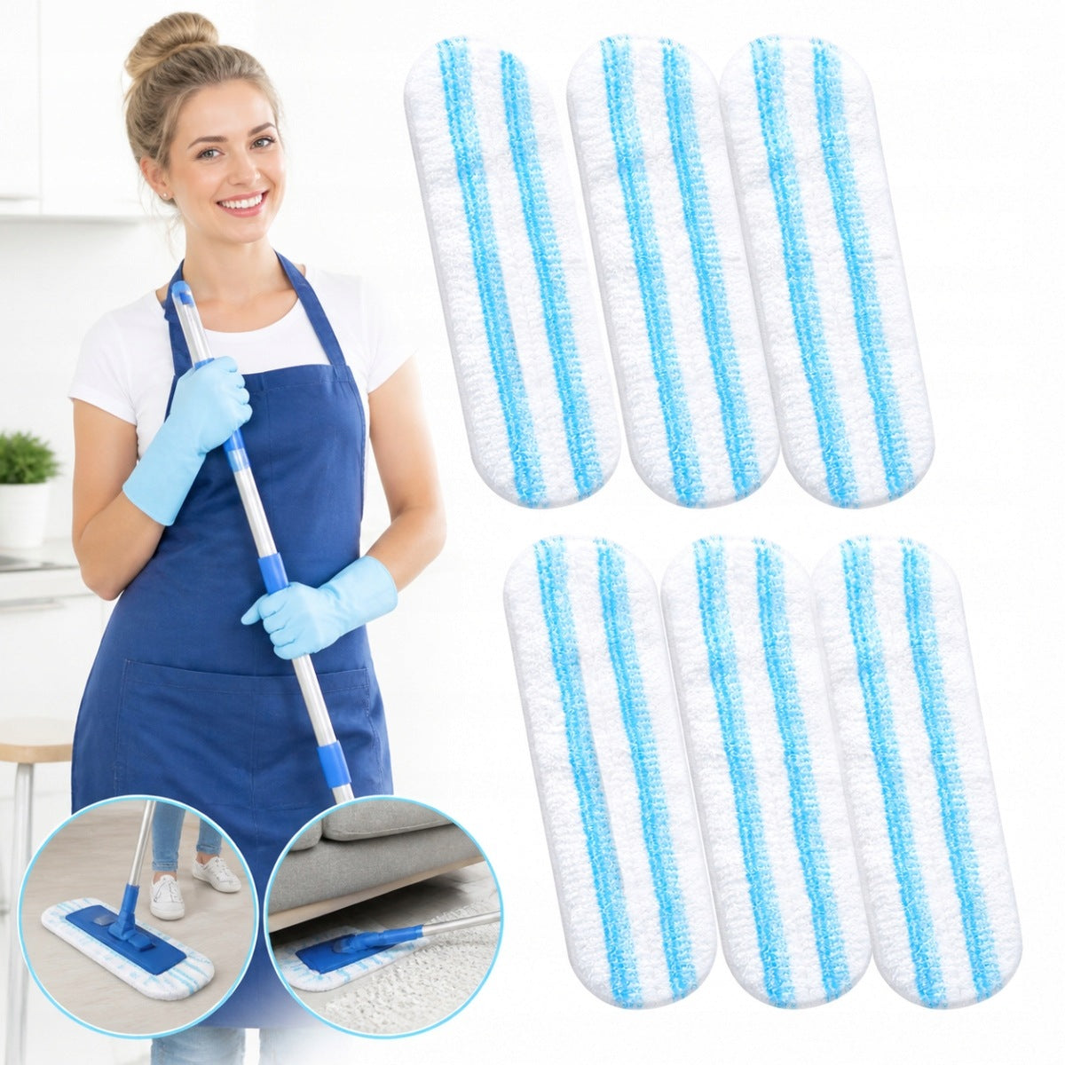 NEW MICROFIBER MOP CARTRIDGE FOR MOP Vileda H2PrO 6 pieces.