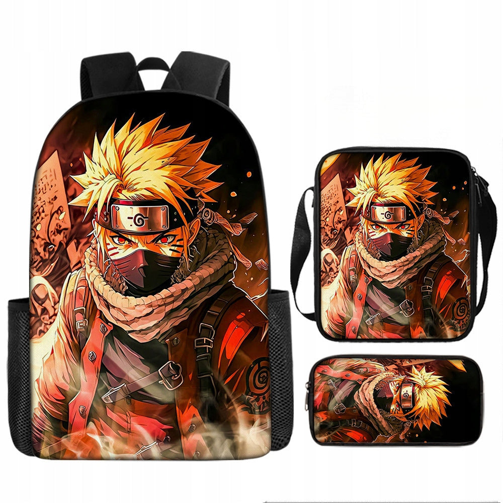 NEW NARUTO SCHOOL SET BACKPACK A4 BAG PENCIL CASE