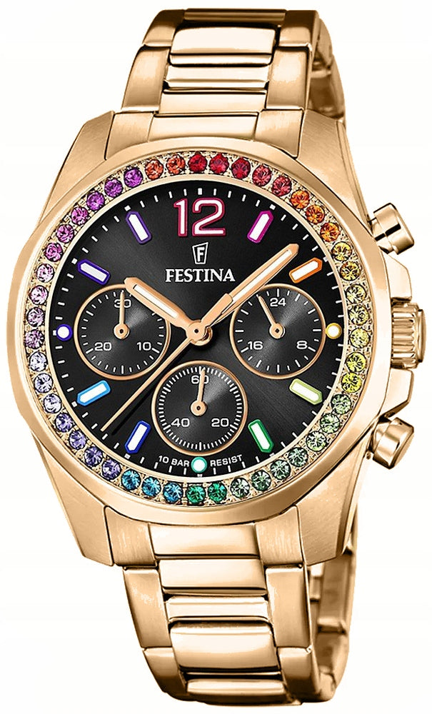 NEW, ORIGINAL Festina Boyfriend Rainbow 20639/3 Chronograph Brand Festina