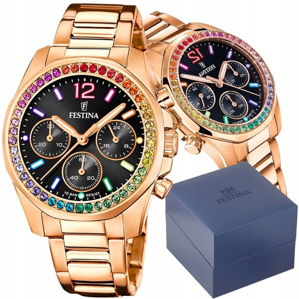 NEW, ORIGINAL Festina Boyfriend Rainbow 20639/3 Chronograph