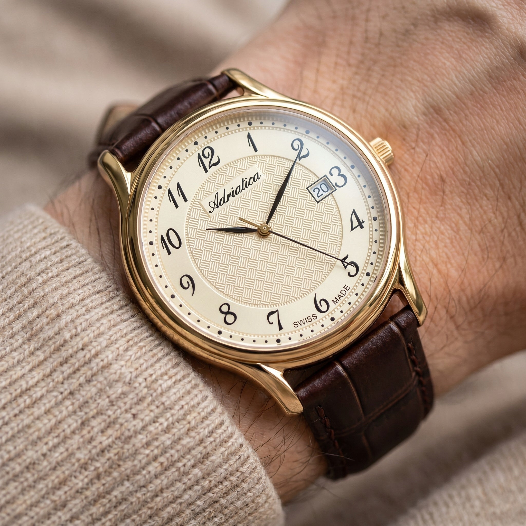 NEW ORIGINAL Men's Watch ADRIATICA A8000.1221Q classic gold Brand Adriatica