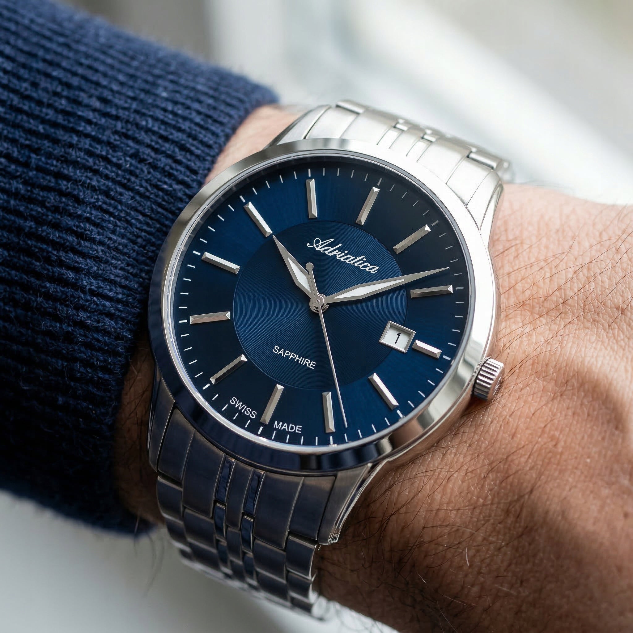 NEW ORIGINAL Men's Watch ADRIATICA A8306.5115Q Sapphire date + engraving Packaging status original