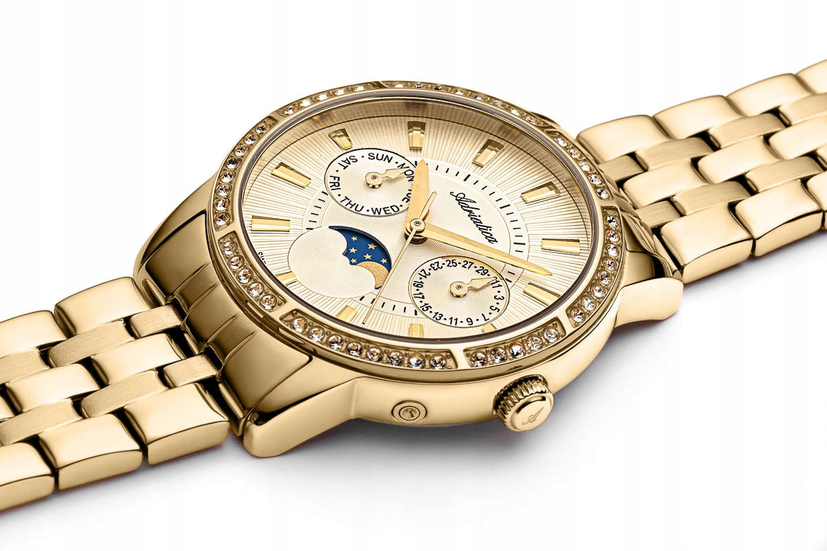 NEW ORIGINAL Women's Watch ADRIATICA A3601.1111QFZ gold rhinestones Packaging status original