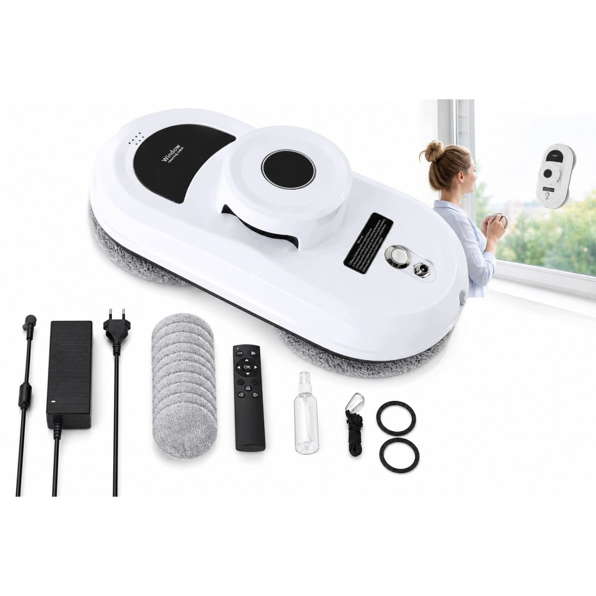 NEW Robot window cleaner white 90 W 5600 Pa 10 MOP SET.