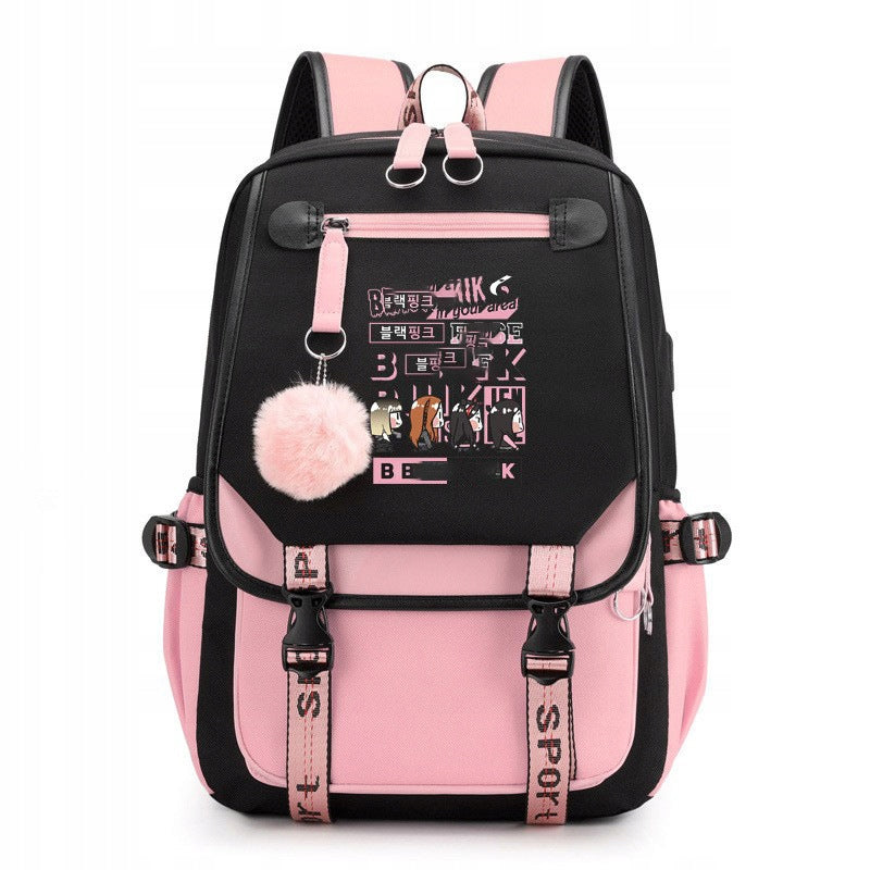 NEW SCHOOL BACKPACK SATCHEL BLACKPINK USB PATTERNS A4 LARGE