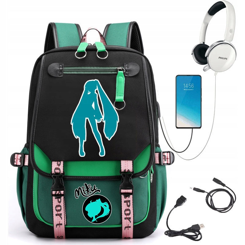 NEW SCHOOL BACKPACK SATCHEL HATSUNE MIKU USB PATTERNS A4 LARGE Packaging status original