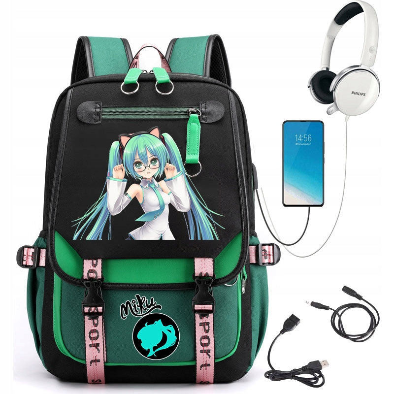 NEW SCHOOL BACKPACK SATCHEL HATSUNE MIKU USB PATTERNS A4 LARGE