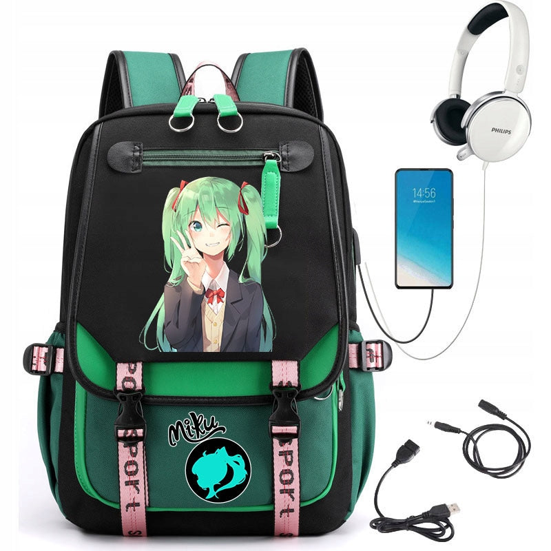 NEW SCHOOL BACKPACK SATCHEL HATSUNE MIKU USB PATTERNS A4 LARGE