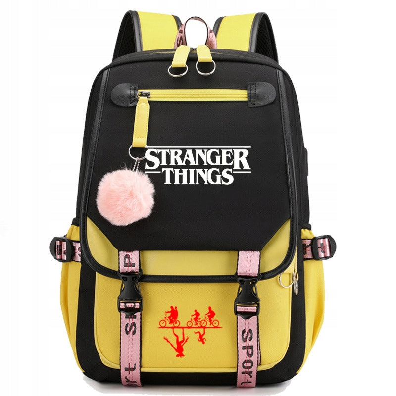 NEW SCHOOL BACKPACK SATCHEL STRANGER THINGS USB PATTERNS A4 LARGE Brand no brand