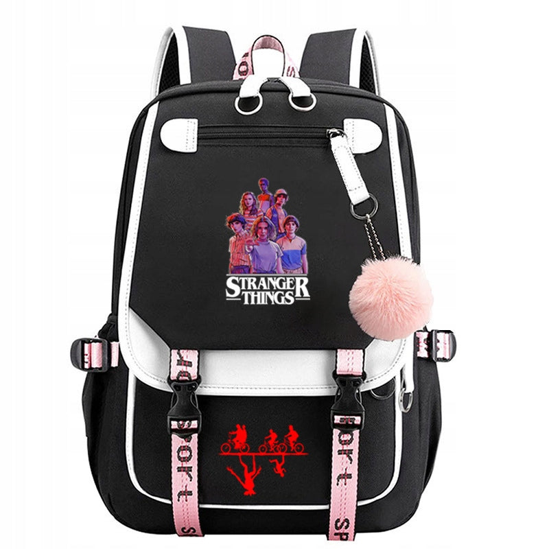 NEW SCHOOL BACKPACK SATCHEL STRANGER THINGS USB PATTERNS A4 LARGE