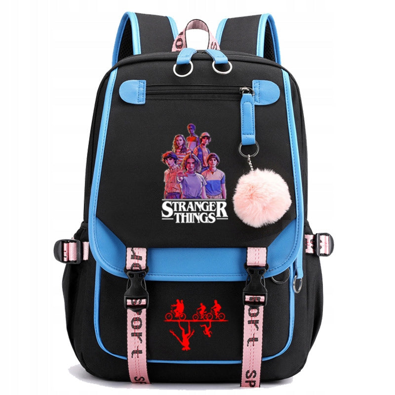 NEW SCHOOL BACKPACK SATCHEL STRANGER THINGS USB PATTERNS A4 LARGE