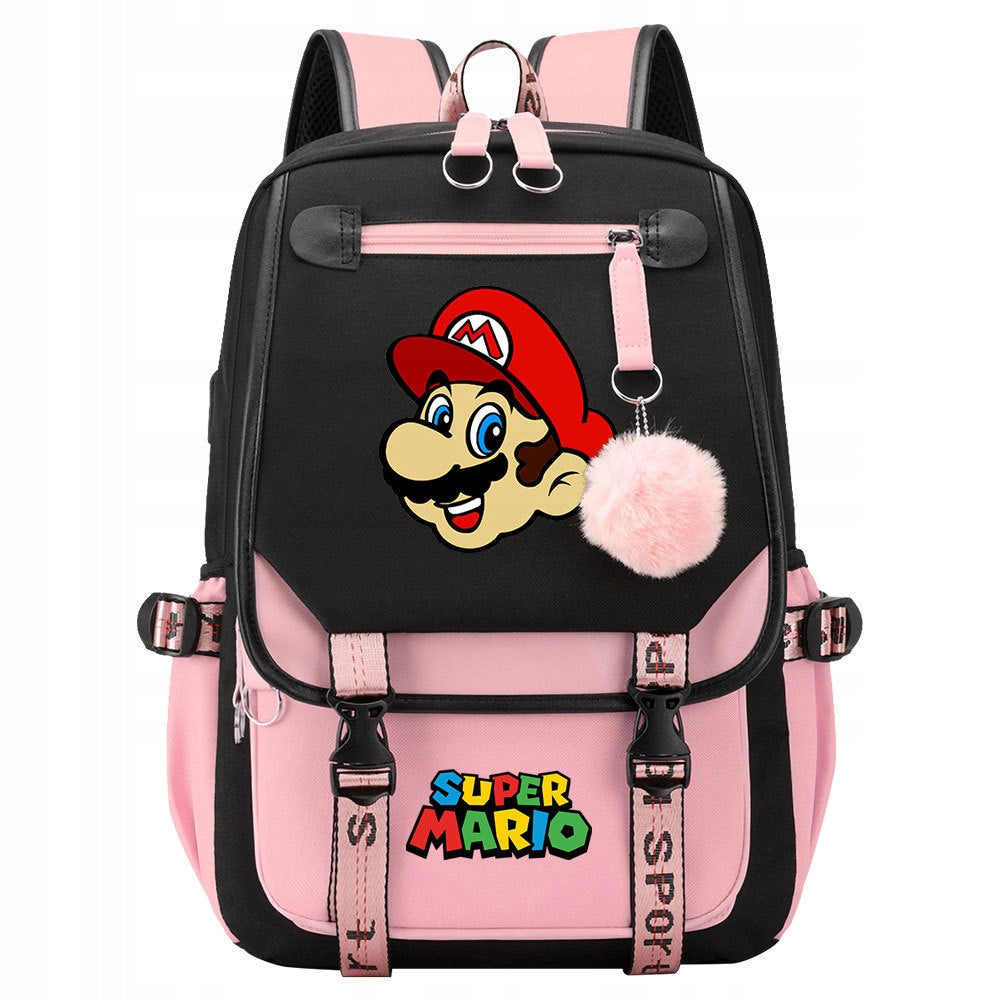 NEW SCHOOL BACKPACK SATCHEL Super Mario Bros USB PATTERNS A4 LARGE Manufacturer code tr6u87iftjudfg