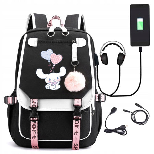 NEW SCHOOL BACKPACK TORNISTER Cinnamoroll USB PATTERNS A4 LARGE Packaging status original