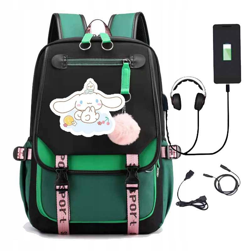 NEW SCHOOL BACKPACK TORNISTER Cinnamoroll USB PATTERNS A4 LARGE