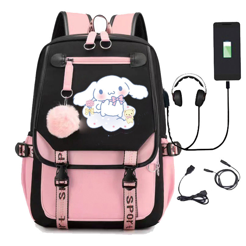 NEW SCHOOL BACKPACK TORNISTER Cinnamoroll USB PATTERNS A4 LARGE