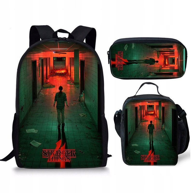 NEW STRANGER THINGS SCHOOL SET BACKPACK A4 PENCIL CASE BAG