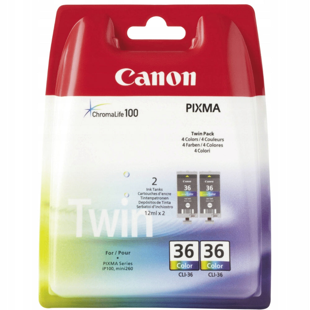 NEW Set of 2x Ink Canon CLI-36 Color Pixma IP100 IP100 Portable IP110